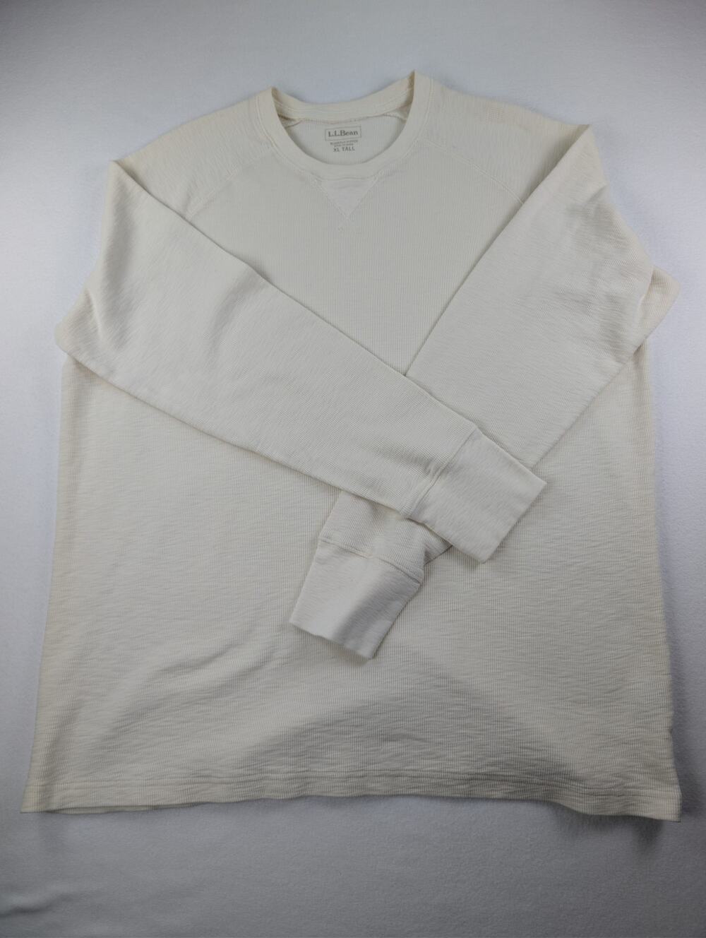 L.L.Bean Men’s XL Tall Waffle Knit Thermal Crewneck – Cream/Ivory